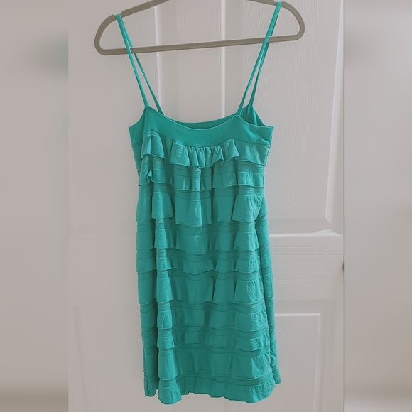 Sevengate Ruffle Blue Green Turquoise Dress Size Medium - Picture 1 of 4